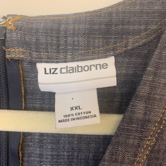 Liz Claiborne Womens Dress SZ XXL Sheath Midi Blue Office Professional Preppy - Picture 5 of 9
